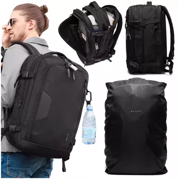 Bange Vodotěsný batoh pro 15,6" notebook City Traveler Rozšiřitelný 55 x 35 x 21-27 cm pro Letadlo Pánské Dámské Visací zámek Kompas klip na láhev Černá