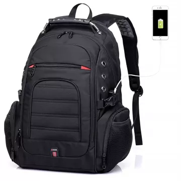 Bange Waterproof Backpack Taška na notebook 15" Městské cestování 48x35x23 cm Do práce Školní Letadlo Pánské Dámské USB Černá