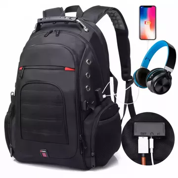 Bange Waterproof Backpack Taška na notebook 15" Městské cestování 48x35x23 cm Do práce Školní Letadlo Pánské Dámské USB Černá