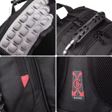 Bange Waterproof Backpack Taška na notebook 15" Městské cestování 48x35x23 cm Do práce Školní Letadlo Pánské Dámské USB Černá