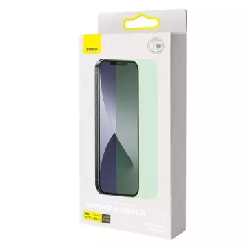 Baseus 2x zelené tvrzené sklo 0,15 mm s filtrem proti modrému světlu pro iPhone 12 Pro / iPhone 12 (SGAPIPH61P-LQ02)