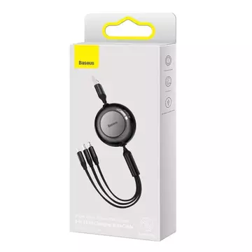 Baseus Bright Mirror 2 3v1 USB kabel, micro USB / Lightning / USB-C, plochý, 3,5 A, 1,1 m (černý)