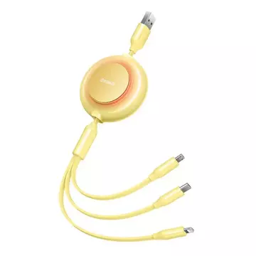 Baseus Bright Mirror 2 3v1 USB kabel, micro USB / Lightning / USB-C, plochý, 3,5 A, 1,1 m (žlutý)