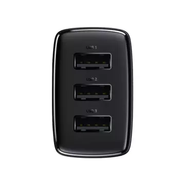 Baseus Compact 3x USB Typ A 17W nástěnná nabíječka černá