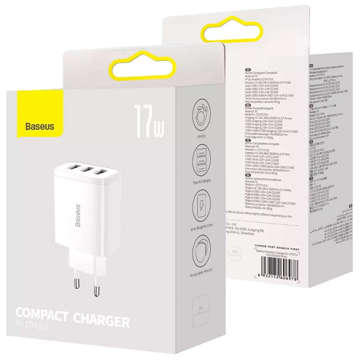 Baseus Compact nabíječka 3x USB 17W bílá (CCXJ020102)