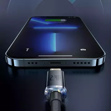 Baseus Crystal Shine Series kabel USB kabel pro rychlé nabíjení a přenos dat USB Typ A - Lightning 2.4A 1.2m fialový (CAJY000005)