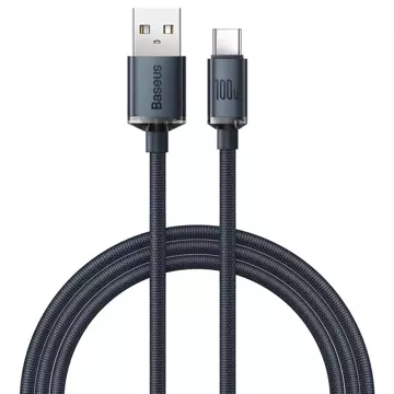 Baseus Crystal Shine Series kabel USB kabel pro rychlé nabíjení a přenos dat USB Typ A - USB Typ C 100W 1,2 m černý (CAJY000401)