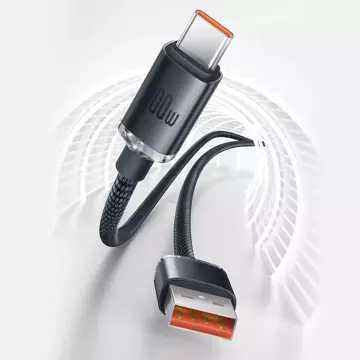 Baseus Crystal Shine Series kabel USB kabel pro rychlé nabíjení a přenos dat USB Typ A - USB Typ C 100W 1,2 m černý (CAJY000401)