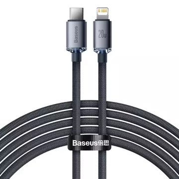 Baseus Crystal Shine Series kabel USB kabel pro rychlé nabíjení a přenos dat USB typu C - Lightning 20W 2m černý (CAJY000301)