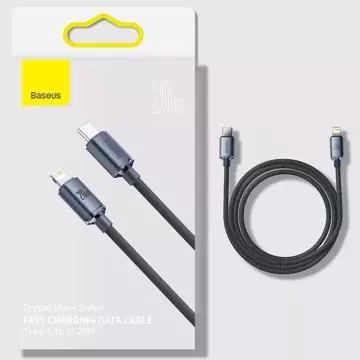 Baseus Crystal Shine Series kabel USB kabel pro rychlé nabíjení a přenos dat USB typu C - Lightning 20W 2m černý (CAJY000301)