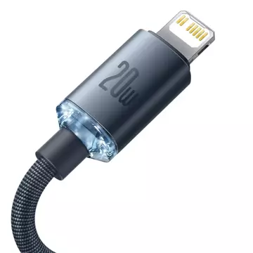 Baseus Crystal Shine Series kabel USB kabel pro rychlé nabíjení a přenos dat USB typu C - Lightning 20W 2m černý (CAJY000301)