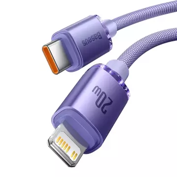 Baseus Crystal Shine Series kabel USB kabel pro rychlé nabíjení a přenos dat USB typu C - Lightning 20W 2m fialový (CAJY000305)