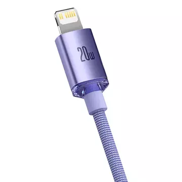 Baseus Crystal Shine Series kabel USB kabel pro rychlé nabíjení a přenos dat USB typu C - Lightning 20W 2m fialový (CAJY000305)