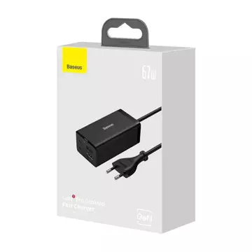 Baseus GaN5 Pro 2xUSB-C USB HDMI nástěnná nabíječka, 67W (černá)