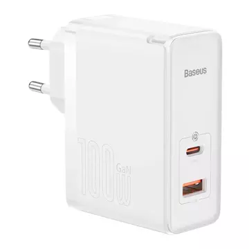 Baseus GaN5 Pro rychlá univerzální nabíječka GaN USB typu C / USB 100W PD3.0, QC4.0, AFC bílá (CCGP090202)