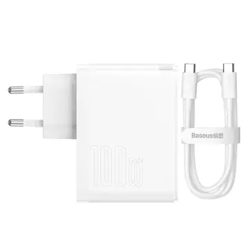 Baseus GaN5 Pro rychlá univerzální nabíječka GaN USB typu C / USB 100W PD3.0, QC4.0, AFC bílá (CCGP090202)