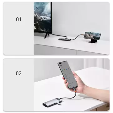 Baseus Metal Gleam Series multifunkční USB HUB 5v1 USB Type C PD 100W HDMI šedý (WKWG020013)