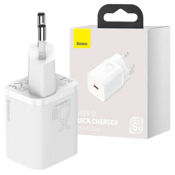 Baseus Super Si USB-C Typ C PD 25W bílá nabíječka napájecího adaptéru