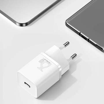 Baseus Super Si USB-C Typ C PD 25W bílá nabíječka napájecího adaptéru