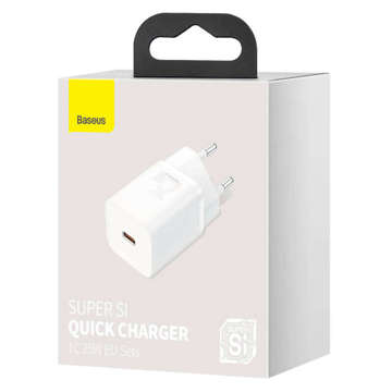 Baseus Super Si USB-C Typ C PD 25W bílá nabíječka napájecího adaptéru