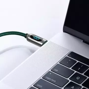 Baseus USB Type C kabel - USB Type C 100W (20V / 5A) Power Delivery s měřičem výkonu obrazovky 2m zelený (CATSK-C06)