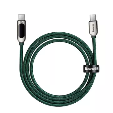 Baseus USB Type C kabel - USB Type C 100W (20V / 5A) Power Delivery s měřičem výkonu obrazovky 2m zelený (CATSK-C06)