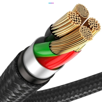 Baseus Úhlový nylonový kabel USB Lightning kabel pro hráče 2,4A 1m černý (CAL7C-A01)