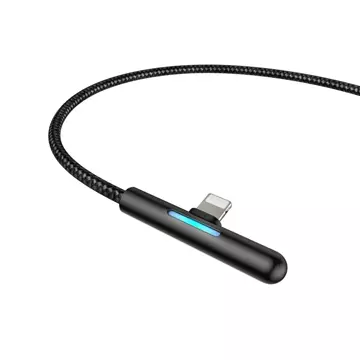 Baseus Úhlový nylonový kabel USB Lightning kabel pro hráče 2,4A 1m černý (CAL7C-A01)
