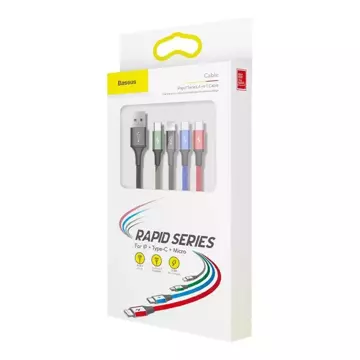 Baseus kabel USB 4v1 Lightning / 2x USB Type C / micro USB kabel v nylonovém opletu 3,5A 1,2m černý (CA1T4-B01)