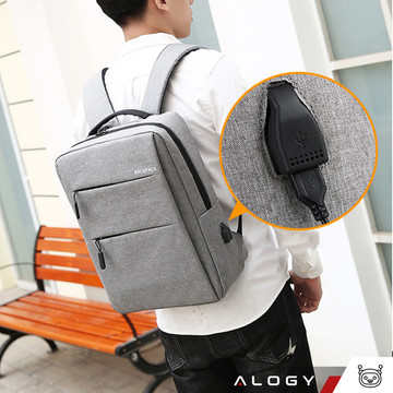 Batoh taška na notebook 15,6" velký voděodolný s USB portem Unisex 44x34x13cm do letadla Alogy Backpack Grey