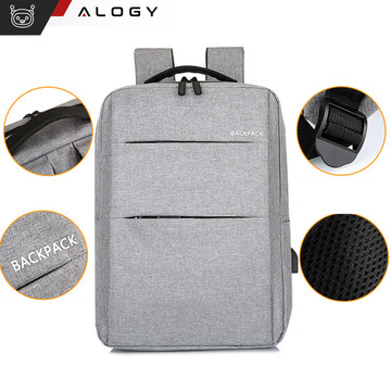 Batoh taška na notebook 15,6" velký voděodolný s USB portem Unisex 44x34x13cm do letadla Alogy Backpack Grey