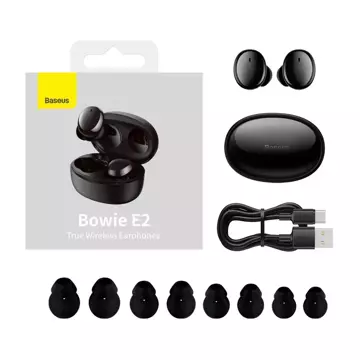 Bezdrátová sluchátka Baseus Bowie E2 TWS Bluetooth 5.2 Vodotěsná IP55 černá (NGTW090001)