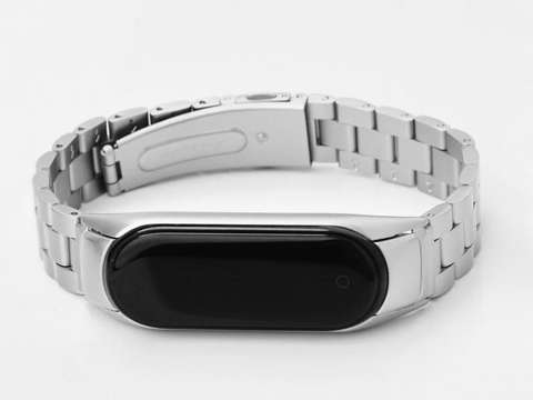 Bransoleta Alogy Stainless Steel do Xiaomi Mi Band 5 Srebrna 5x Folia Alogy