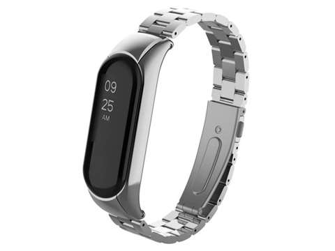 Bransoleta Alogy Stainless Steel do Xiaomi Mi Band 5 Srebrna 5x Folia Alogy