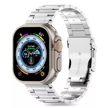 Bransoleta Stainless Pro pro Apple Watch 4 / 5 / 6 / 7 / 8 / 9 / Ultra 1 / 2 (42 / 44 / 45 / 49 mm) Stříbrná