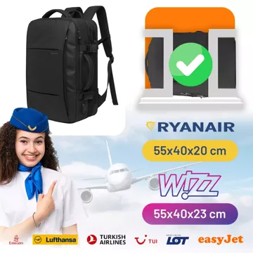 Cestovní batoh Bange BackPack business rozšiřitelný batoh Prostorná taška na 17,3" notebook s USB portem Černá