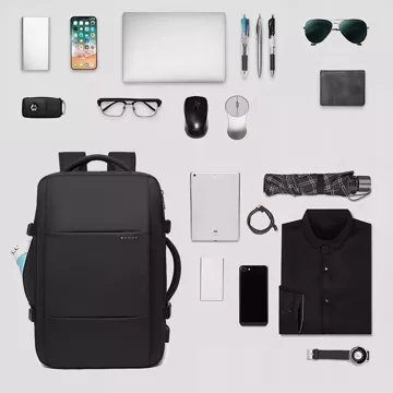 Cestovní batoh Bange BackPack business rozšiřitelný batoh Prostorná taška na 17,3" notebook s USB portem Černá