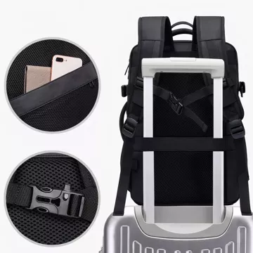 Cestovní batoh Bange BackPack business rozšiřitelný batoh Prostorná taška na 17,3" notebook s USB portem Černá