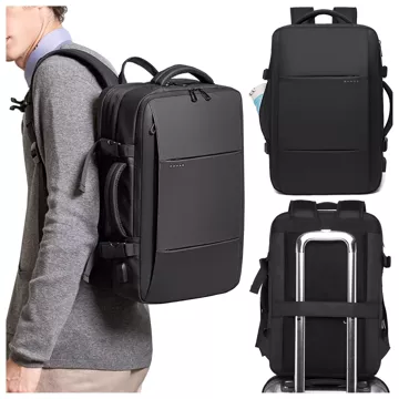 Cestovní batoh Bange BackPack business rozšiřitelný batoh Prostorná taška na 17,3" notebook s USB portem Černá