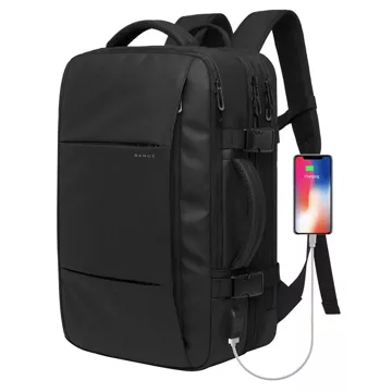 Cestovní batoh Bange BackPack business rozšiřitelný batoh Prostorná taška na 17,3" notebook s USB portem Černá