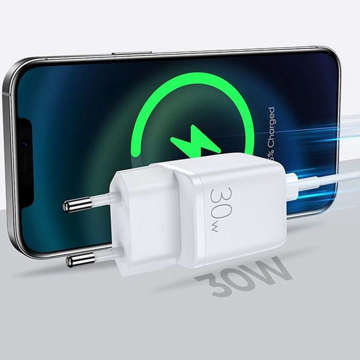 Cestovní nabíječka Joyroom L-QP303 USB USB-C 30W PD QC 3.0 AFC FCP bílá