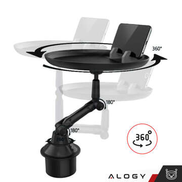 Cestovní podnos na stůl podnos do auta držák telefonu držák na jídlo do auta Alogy Cup Holder Black