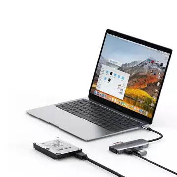 Choetech 7v1 multifunkční USB Type C HUB - 3x USB 3.2 Gen 1 / čtečka karet SD a TF / HDMI 4K 30Hz / USB Type C šedá (HUB-M19 šedá)