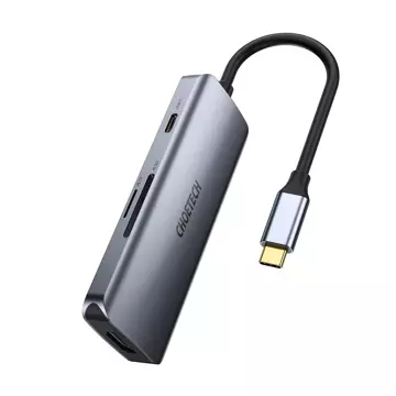 Choetech 7v1 multifunkční USB Type C HUB - 3x USB 3.2 Gen 1 / čtečka karet SD a TF / HDMI 4K 30Hz / USB Type C šedá (HUB-M19 šedá)