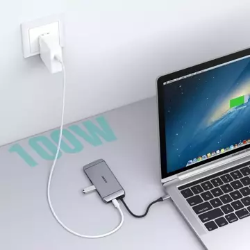 Choetech 9v1 multifunkční USB Type C HUB - 3x USB 3.2 Gen 1 / čtečka SD a TF karet / HDMI 4K 30Hz / VGA Full HD 60Hz / USB Type C / RJ45 šedá (HUB-M15 šedá)