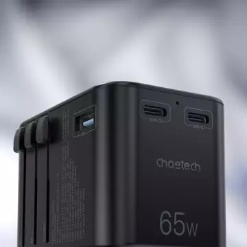 Choetech Fast Universal GaN Travel Charger 2 x USB Type C / USB 65W Power Delivery Černá (PD5009-BK)