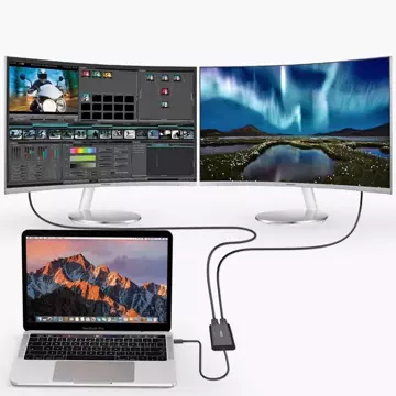 Choetech adaptér USB Type C Thunderbolt 3 (40Gbps) - 2x DisplayPort 4K 60Hz černý (HUB-D03)