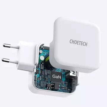 Choetech rychlá GaN USB nástěnná nabíječka Typ C PD USB-A QC3.0 65W 3,25A bílá (PD8002)