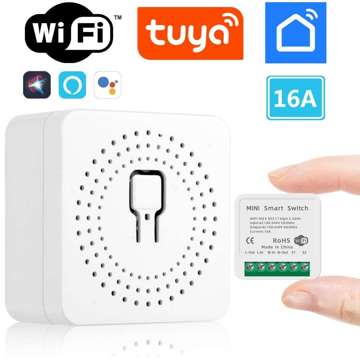 Chytrá sada 2x WiFi vypínač Alogy mini zapuštěný vypínač Tuya Smart Life 16A chytrý dům bílý