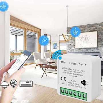 Chytrý WiFi vypínač Alogy mini zapuštěný vypínač Tuya Smart Life 16A chytrý dům bílý